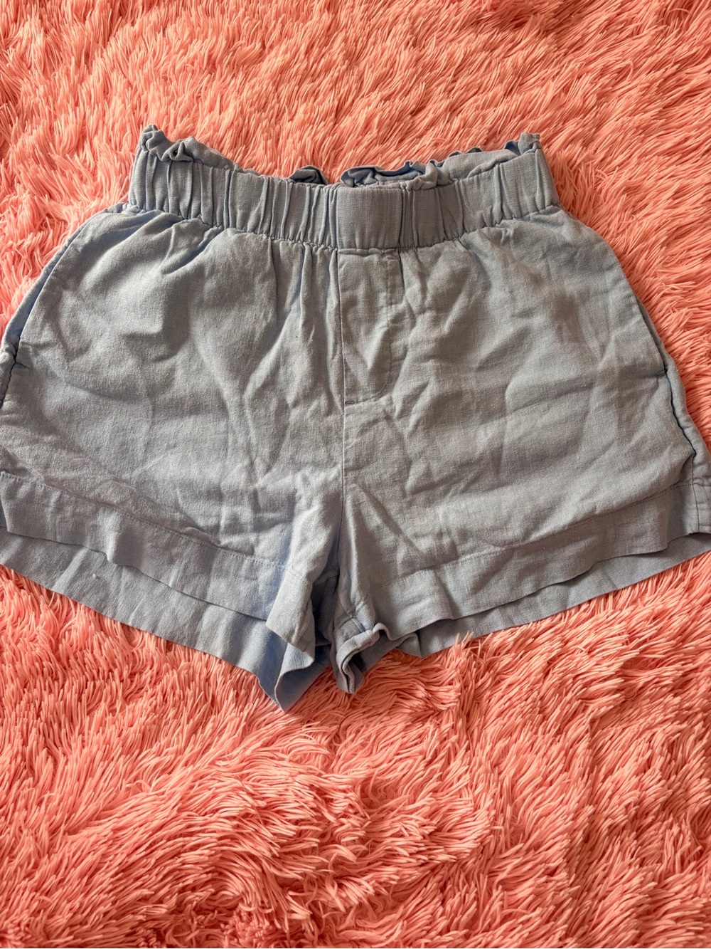 a new day Light Blue High-Waist Ruffle Elastic Shorts